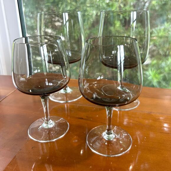 Vintage Holmegaard Mid-Century Modern Smokey Glass Water Goblets Set of 4 - Picture 7 of 7